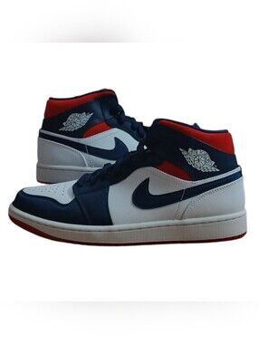 Jordan Mid-Top Sneakers in Navy, White & Red